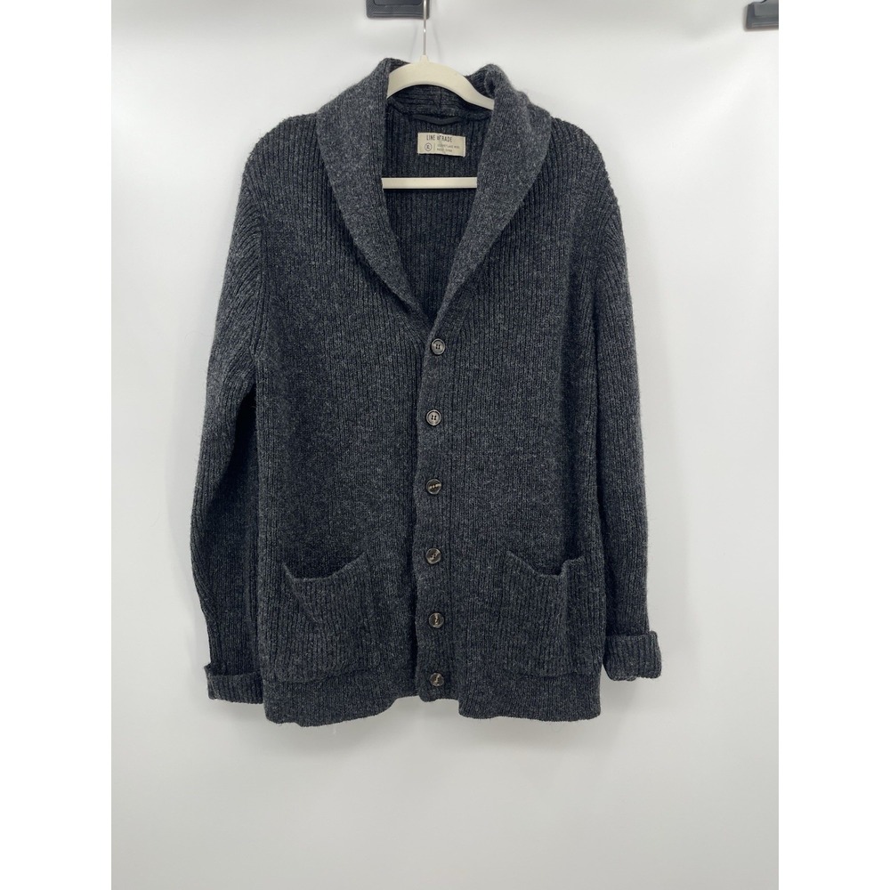 Line Of Trade Mens XL Shetland Wool Grandpa Button Front Cardigan Sweater Blue